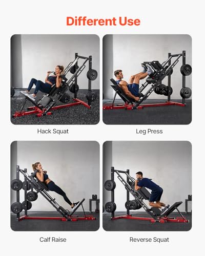 VEVOR Leg Press Machine, 700/550/440 LBS Capacity Lower Body Special Leg Machines, Adjustable Leg Strength Workout for High-Intensity Presses, Home Gym Workout Training Weight Equipment - style: Hack Squat Leg Press Machine 2000lbs