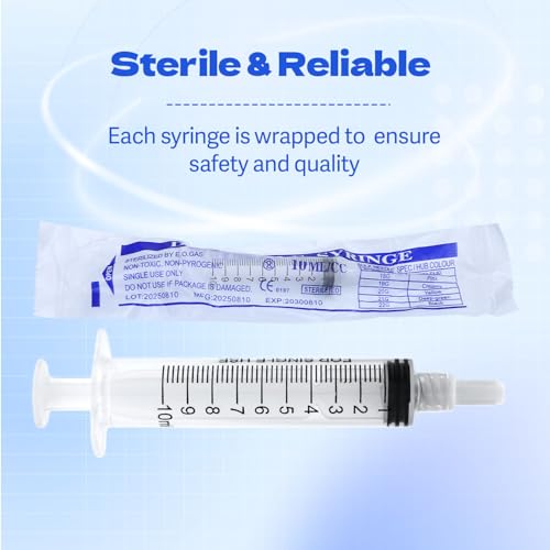 10ml Syringes Without Needles, 10cc Luer Lock Syringe - Disposable Individually Wrapped(30 Pack) - size: 10ml