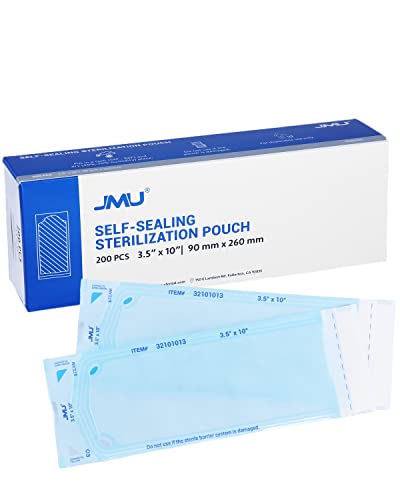 JMU Self Seal Sterilization Pouches 3.5" x 10", Sterilization Bags 200/Box - size: 3.5" x 10"