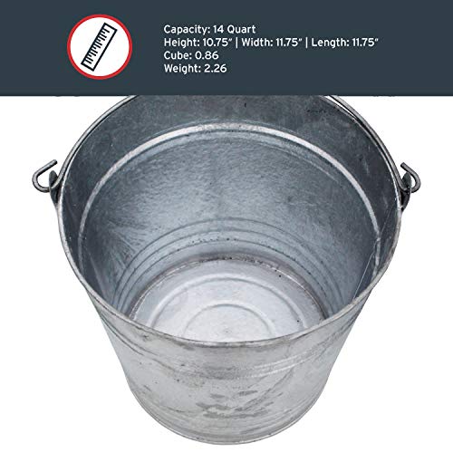 Behrens 1214GS Galvanized Steel Utility Pail, 14-Quart, Gray - size: 14-Quart, style: Hot Dipped