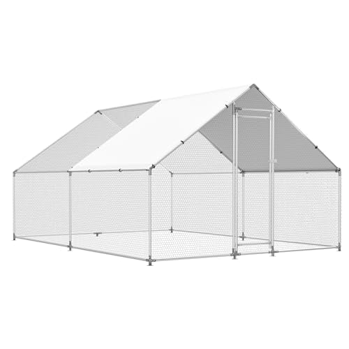 HEYTOWN Large Metal Chicken Coop Chicken Pen with Water-Resident and Anti-UV Cover Walk-in Poultry Cage Chicken Runs for Yard with Cover Duck Rabbit Dog House Outdoor - size: 157.2"L x 117.6"W x 78.0"H