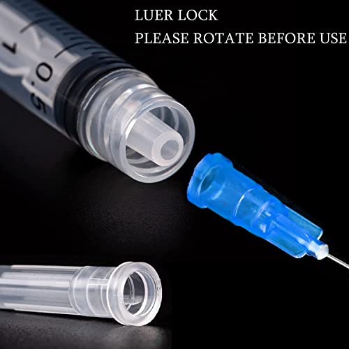 100 Pack 3ml/cc Plastic Luer Lock Syringa with 23Ga and Cap, Individually Sealed Wrapped, for Scientific Labs, Measuring Liquid, Refilling Cartridges or Glue Applicator - style: 100 Pack-3ml 23gauge