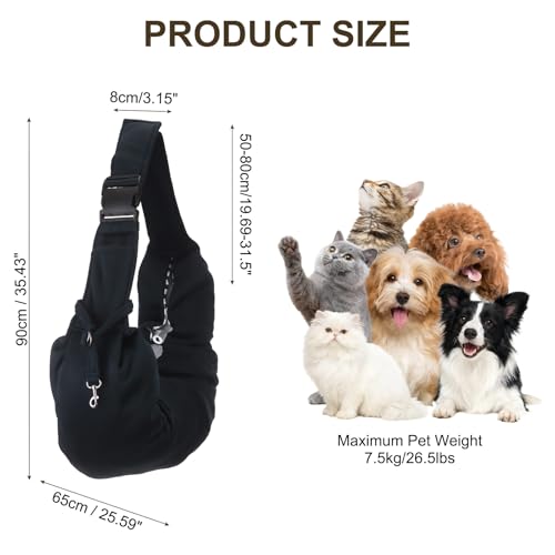 Dog Sling Carrier for Small Dogs and Cats Up to 16.5 Lbs, Adjustable Buckle with Pocket Pet Sling Carrier Safety Harness, (Dark Blue, 1 Pcs) Intended for Outdoor/Camp/Travel - color: Dark Blue