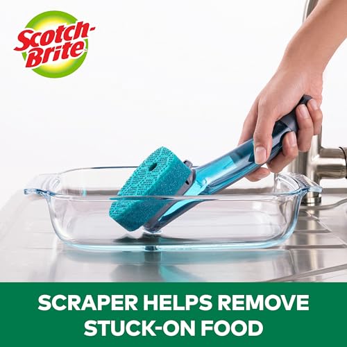 Scotch-Brite Advanced Soap Control Heavy Duty Dishwand,1Dish Wand,Prevents Soap from Leaking,Leak-Free Guarantee,Best for Cast Iron Skillets & Grill Grates,Fits All Scotch Brite Refills(Pack of 4) - size: 4 Dishwands