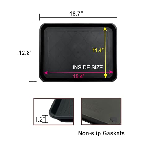 PetLike Boot Tray for Entryway Indoor, Pet Food Mat, 16.7 x 12.8 inch 2 Packs, Waterproof Shoe Tray for Indoor and Outdoor, Multi-Purpose Traysfor Boots, Shoes, Pets, Garden - color: Black, size: 16.7x12.8 INCH