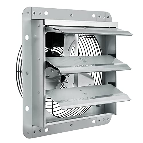 VEVOR 10'' Shutter Exhaust Fan, High-speed 820 CFM, Aluminum Wall Mount Attic Fan with AC-motor, Ventilation and Cooling for Greenhouses, Garages, Sheds, Shops, FCC - size: 10 Inch