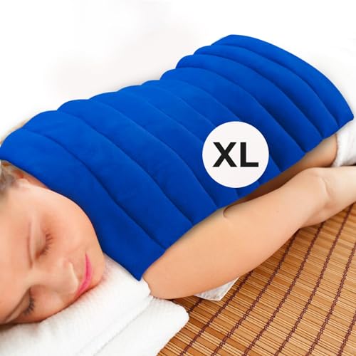 XL Microwavable Heating Pad with Cover Releases Moist Heat for Back Pain | ComfortCloud Natural Moisture from Weighted Microwave Heat Pad for Pain Relief, 13x22” with Washable Cover, Weighted 6 lbs - color: Blue