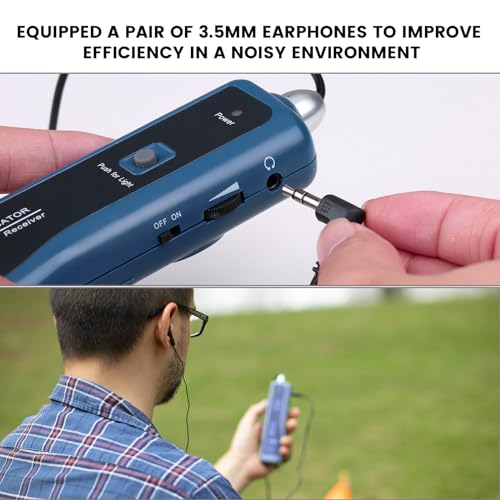 Underground Wire Locator, Cable Tester F02 Pro for Locate Wires, Locate Control Wires Cables Pet Fence Wires, up to 3 Feet Deep 1640 Feet Length, Equiped with Rechargeable 1100mAh Battery - color: Blue
