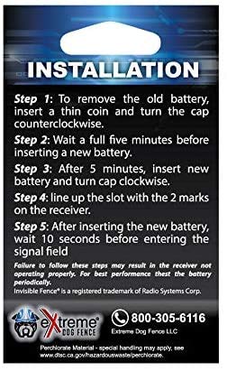 Extreme Dog Fence Collar Battery, 10-Pack, for Receiver Collars | Lithium replacement battery for Extreme Dog Fence & compatible in-ground receiver collars; long life; waterproof when sealed - size: 10 PK