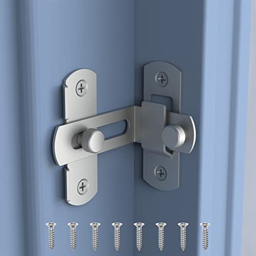 Barn Door Lock, 90 Degree Bifold Flip Door Latch, Silver | Stainless Steel Angle Latch Lock for Barn, Bathroom, Outdoor, Garage - color: Silver