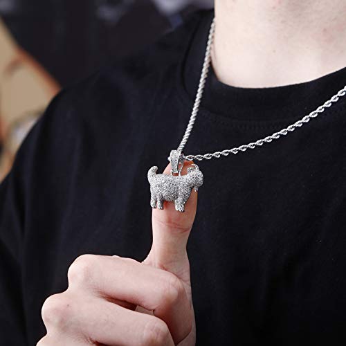TOPGRILLZ Goat Chain Gold Necklace for Men Eagle Chain Rope Iced out Cubic Zirconia 14K Gold Plated Stainless Steel Necklace 24" Birthday Gifts - style: Silver Goat