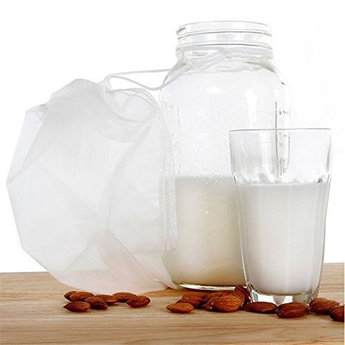 Premium Fine Mesh Food Grade Nut Milk Bag for Almond Milk/Soy Milk - Fine Mesh Nylon Cheesecloth & Cold Brew Coffee Filter, 9" x 12" (5)