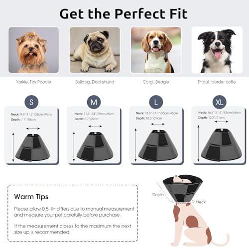 Dog Cones for Large Dogs, Soft Dog Cone Large for Wound Care | Cone for Dogs After Surgery, Adjustable Elizabethan Collar for Pet to Prevent Licking Wounds, Grey L - color: Grey, size: L