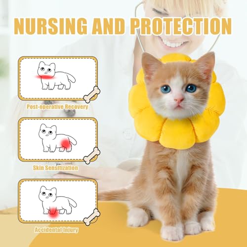HOMBYS Soft Dog Cone for Dogs and Cats, Cute & Fluffy Flower Shape for Claming, Adjustable Dog Collar Alternative After Surgery, Protective Elizabethan Collar for Dogs Recovery & Stop Licking, L - size: L