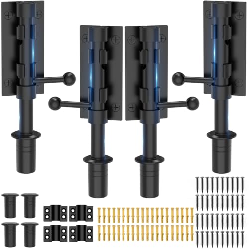 6.3 Inch Slide Bolt Gate Latch, Barrel Bolt Latch, 4 Pack Black | Heavy Duty Solid 304 Stainless Steel Door Lock for Wooden Fence/Shed/Yard/Barn Door/Interior and Outdoor - color: 4 Pack Black