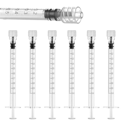 1ml Syringe with Cap, Luer Lock Liquid Transfer Syringes, 30 Pack Wrapped | Clear scale markings and smooth operation, controlled dispensing, and easy liquid transfer - style: 1 ml Luer Lock
