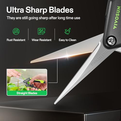 VIVOSUN 6.5 Inch Garden Scissors, Black Pruning Shears for Plants, 2-Pack | Straight Precision Stainless Steel Blades, Comfort Ergonomic Grips, Ideal Snip for Deadheading, Trimming & Shaping Plants - style: Black Straight Blade