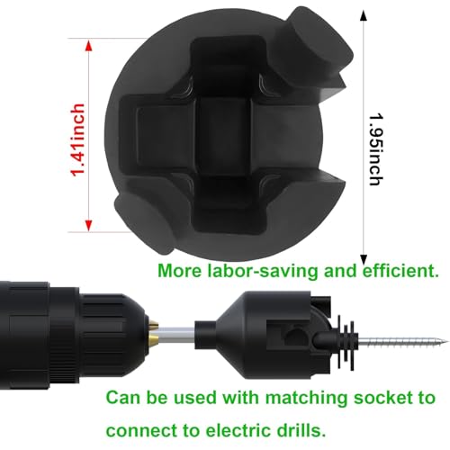 300 Pcs Black Electric Fence Insulator Screw-in Insulator Fence Ring Post Wood Post Insulator and 2 Pc Free Insulator Socket Tool (Grid System Accessories for Animal Husbandry Electronic)