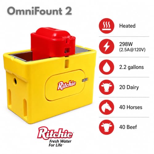Ritchie Omni Fount 2 Automatic Heated Cattle, Horse Waterer - color: Yellow
