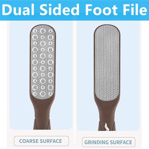 Fu Store 2 Pack Foot Files Callus Remover Foot Rasp Dual Sided Foot File | Stainless Steel Surface Pedicure Tools Professional Scrubber Premium for Feet Care Remove Hard Skin - color: Brown