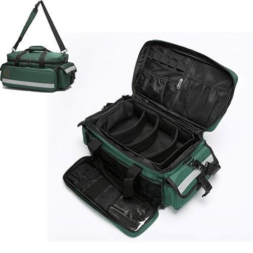 First Aid Bag,Medical Bag,First Responder Bag for Trauma,Medical Bag Organizer with Detachable Dividers for Nurses,Home Health Care,EMT(Bag Only) - color: Green