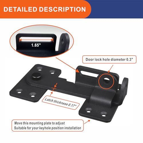 Flip Latch Lock,90 Degre Heavy Duty Gate Latch with Padlock Hole,Safety Door Bolt Latch Lock,Barn Door Lock Suitable for Wooden Fences,cabinets, bathrooms, Toilets, Windows, etc. - size: 1 Piece