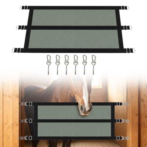 Horse Stall Guard 35.5-47In Aisle Guard Adjustable Horse Stall Gate | Waterproof 600D Fabric Horse Barn Guard with 3 Adjustable Straps and 6 Screw Eyes for Stable Stall Safety Guard Webbing