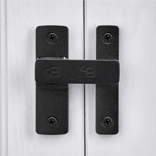 Matte Black 180 Degree Zinc Alloy Barn Door Latch, Flip Gate Lock | Sliding Door Latch Lock,for bedroom,garage,balcony,barn,bathroom,drawer,Wine Cabinet,window,cabinet,pet enclosures - color: Matte Black_180 Degree