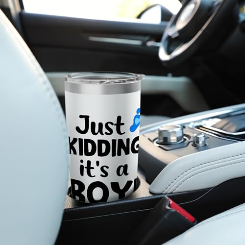 Just Kidding It's a Boy Pink Gender Reveal Party Supplies Stainless Steel Insulated Tumbler
