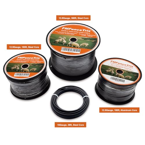 Electric Fence Wire Double Insulated Underground Hard Cable - 12.5Gauge, 180ft - Galvanized Steel Core - size: 12.5Gauge, 180Ft