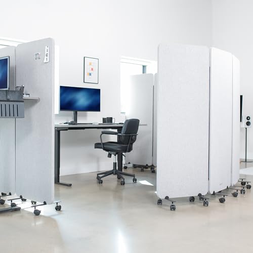 VIVO Freestanding 72 x 66 inch Privacy Panel, Mobile Cubicle Divider, x3 24 inch Wall Partitions, Gray, PP-3-T072G-M - size: 72"