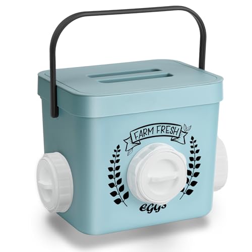 ‎Tgeyd Chicken Feeder, 10 LB Chicken Coop Accessories, Chicken Feeders No Waste for Chicks and Hens, Waterproof Automatic Chicken Feeder, Hanging Chicken Feeder with 3 Ports (Patent Product)