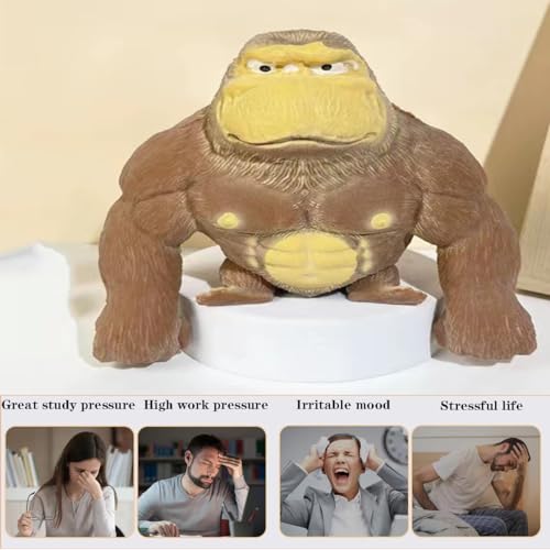 Squishy Monkey Toy - Brown Stretch Gorilla, Stretch Monkey Stress Relief Toy, Novelty TikTok Gorilla Squeeze Toys, Funny Splat Monkey Sensory Stress Toy for Anxiety Women Men Kids (Small) - style: Small Gorilla