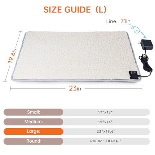 Cat Heating pad Indoor,Temperature Adjustable Kitten Heating pad Newborn with 12VDC Safe Voltage and Machine Washable.（L：23 * 19.6IN） - size: L-23*19.6IN