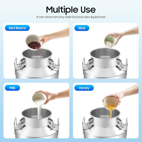 50L 13.2 Gallon Milk Can Stainless Steel Milk Bucket Wine Pail Bucket Versatile Milk Can Wine Bucket Liquid Storage Milk Transport Can Tote Jug with Sealed Lid Heavy Duty and Carry Handle - size: 50L 13.2 Gallon