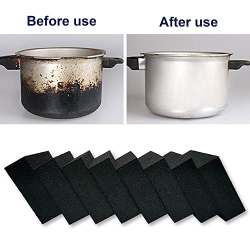 Krisler 8pc Black Carborundum Sponge Nano Emery Sponges Caspian Stone Pot Clean Brush Rust Eraser Grit Scouring Pads Pot Cleaning Pads with Carborundum Washing Kitchen Cleaner Tool(thickness-1inch) - size: Black thickness-1 inch-8