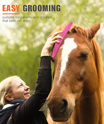 Horse Grooming Shedding Tool - Blade-Free Horses Brush for Grooming Kit Supplies, Pink - color: pink