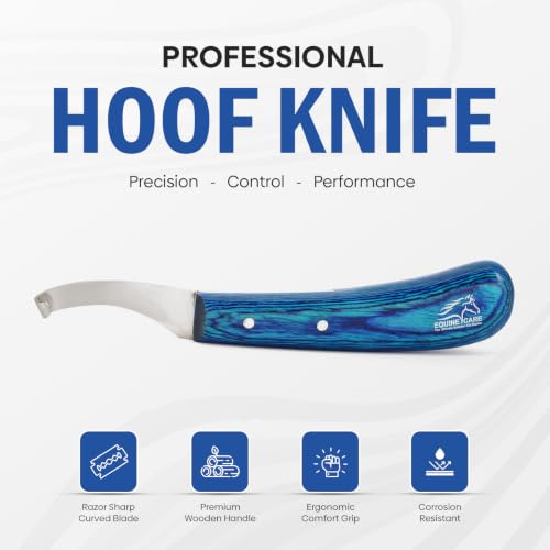 Equine Care Right-Handed Hoof Knife, J2 Stainless Steel, Farrier Tool | Right- or left-handed hoof knife for horses, goats, sheep and cattle; J2 stainless steel curved blade; 9 in overall