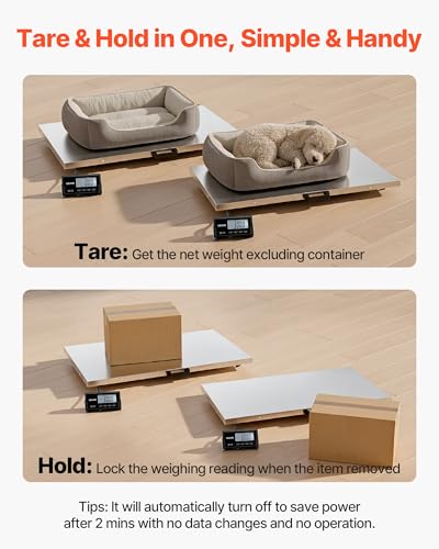 VEVOR Digital Shipping Scale, 0.1 lbs High Accuracy, 660 lbs Postal Scale with LCD Display, Hold/Tare Function & AC/DC Power Supply, Fit for Packages, Postage, Luggage, Battery & Adapter Included | For Packages, Postage and Luggage, LCD Display, Hold/Tare