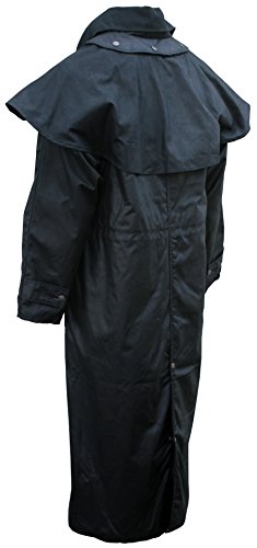 Foxfire Men's Long Oilskin Western Australian Waterproof Duster Coat, Raincoat Oil Cloth Cotton - color: Black, size: X-Small
