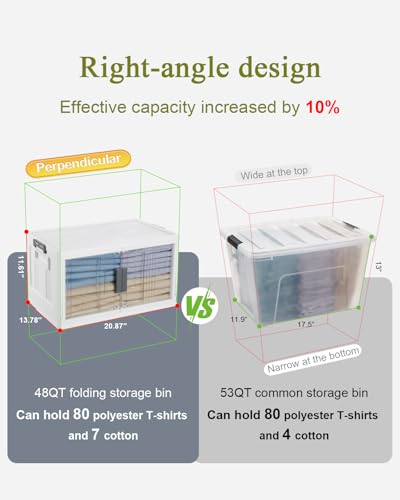 OlarHike 144QT Storage Bins with Lids for Closets, Office, Dorm, 3 Pack | Multi-Lid, Lockable Cabinet, Doors & Wheels, Foldable & Collapsible, Stackable Organizers, Plastic Drawers, School, Game Day - size: 48QT-White