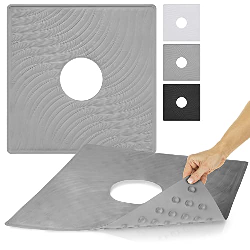 Vive Shower Mat - 22" by 22" Square Non Slip Large Bath Mat for Bathtub - Patented Design - Suction Cup Traction Skid Pad for Stalls Floors Tub - Textured Rubber with Drain Hole | Patented Design - Suction Cup Traction Skid Pad for Stalls Floors Tub - Tex