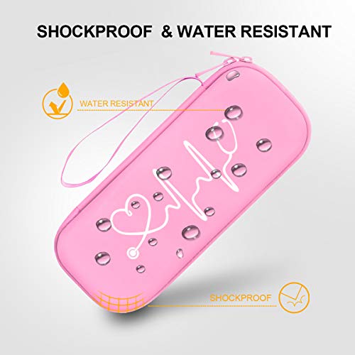 BOVKE Travel Carrying Case Compatible With 3M Littmann Classic III, Lightweight II S.E, MDF Acoustica Deluxe Stethoscope, Extra Room for Medical Scissors EMT Trauma Shears and LED Penlight, Pearl Pink - color: Pu Leather_Pearl Pink