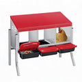 PrecisionAuto Chicken Nesting Box, 3 Compartment with Support Legs Automatic Roll Away Egg Collection, Ventilated Galvanized Steel, Wall Mount or Freestanding Hen Coop Accessory, Red - color: Red
