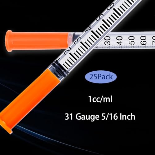 1ml Syringe 31G 5/16 Inch, Lab Supplies Individually Wrapped 25 Pack - size: 1ml-31G-5/16", style: 25 Pack