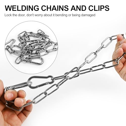 2 Pack Duty Stainless Steel Chain with 4 Carabiners, 25in, 550LB | Hanging Swing Chain, For Punching Bags, Swing Chairs, Hammocks, Indoor & Outdoor Fence