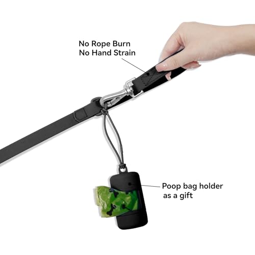 Waterproof Dog Leash with Poop Bag Holder, 5FT/6FT Adjustable Length with 2 Swivel Hooks, Odor-Free & Easy-Clean Dog Lead for Large Medium Small Dogs - color: Black, size: 6FT - 3/4inch Width