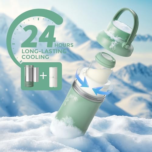 Momcozy 22oz Portable Breastmilk Cooler for 24H Outdoor, Newborn Essentials | 24 Hours & 360° Surrounded Cooling, 2 Extra Baby Bottles for Better Storage, Life Saver for Working Mom, Hassle-Free Cleaning - color: Green