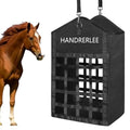 Hay Bags for Horses, 1PCS Slow Feed Hay Bags for Goats, Sheep, Donkey, Two-Sided Premium Oxford Hay Feed Bags and High Strength Metal Clasp, Easy to Hang with Adjustable Strap(Black, Large 1 Pack) - size: 1PCS
