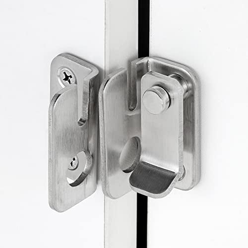 2 Set Brushed Nickel Flip Latches with Padlock Hole,2.36”x2.12”Gate Latch_R | Stainless Steel Sliding Barn Door Lock ,for bedroom,drawer,Wine Cabinet,cabinet,garage,window,pet enclosures - color: Brushed Nickel Right Open_2 Pack